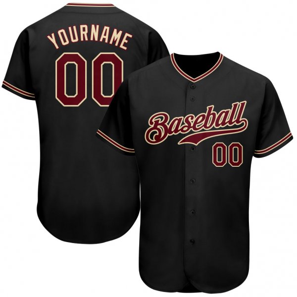 Women's Custom Black Crimson-Khaki Authentic Baseball Jersey