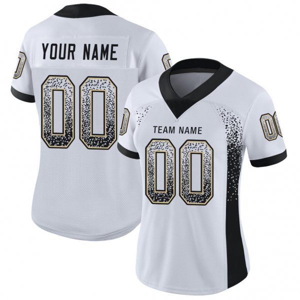 Women's Custom White Black-Vegas Gold Mesh Drift Fashion Football Jersey