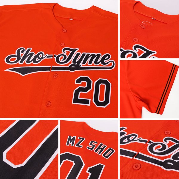 Men's Custom Orange Black-White Baseball Jersey