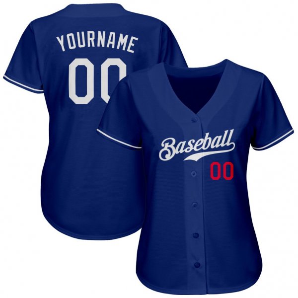 Kid's Custom Royal White-Red Authentic Baseball Jersey