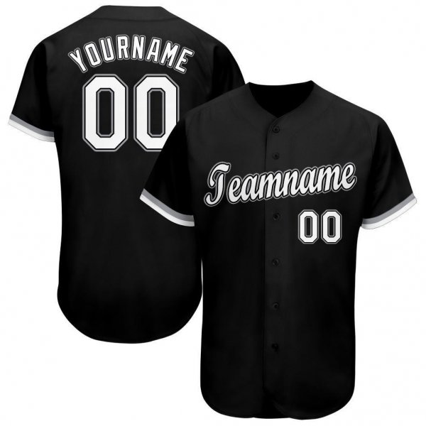 Women's Custom Black White-Gray Baseball Jersey