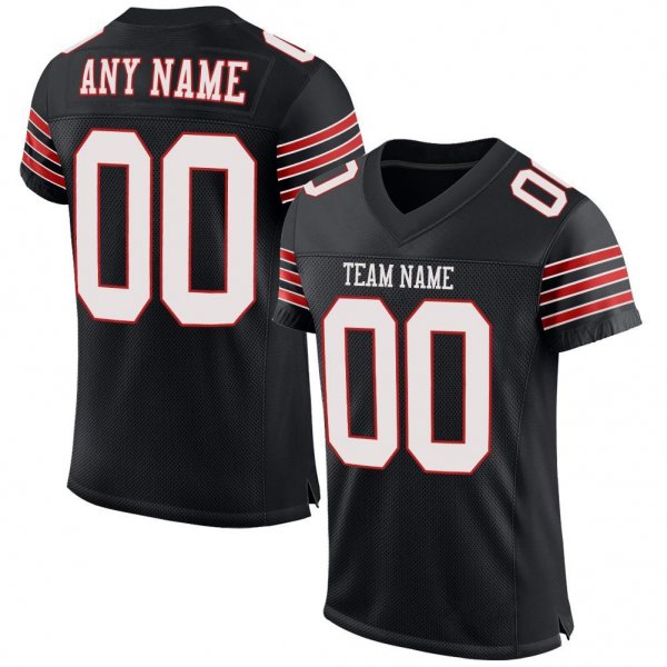 Preschool Custom Black White-Scarlet Mesh Authentic Football Jersey