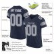 Kid's Custom Navy Gray-White Mesh Authentic Football Jersey