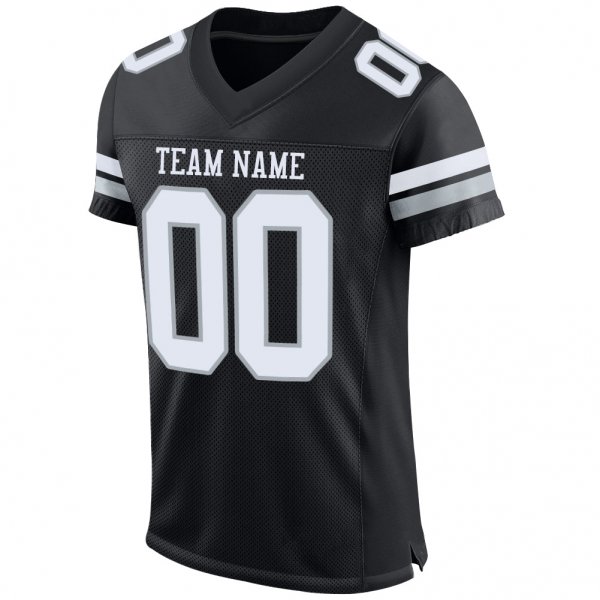 Preschool Custom Black White-Silver Mesh Authentic Football Jersey