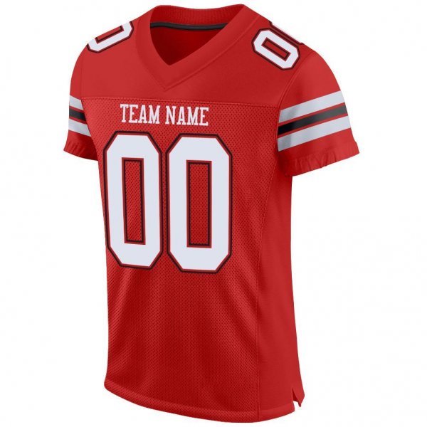 Women's Custom Scarlet White-Black Mesh Authentic Football Jersey