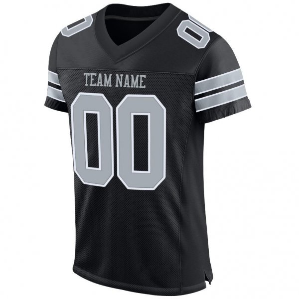 Women's Custom Black Silver-White Mesh Authentic Football Jersey