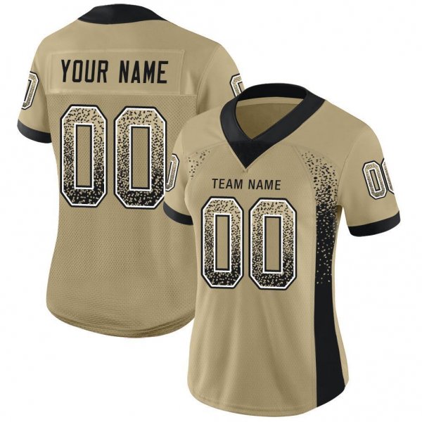 Men's Custom Vegas Gold Black-White Mesh Drift Fashion Football Jersey