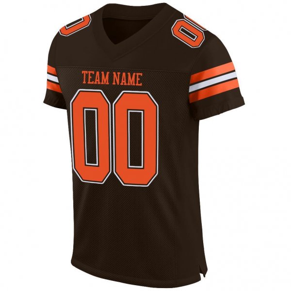 Preschool Custom Brown Orange-White Mesh Authentic Football Jersey