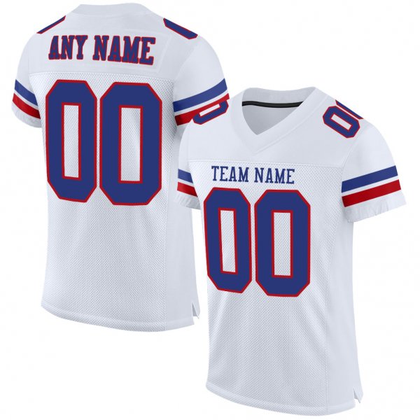 Kid's Custom White Royal-Red Mesh Authentic Football Jersey