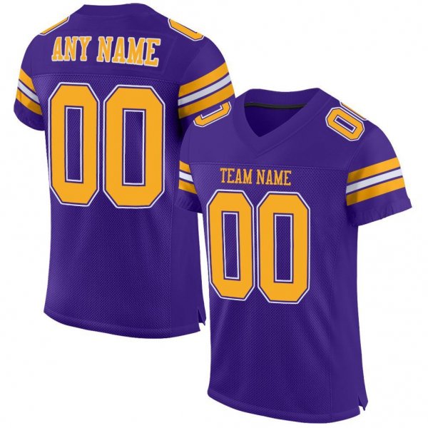 Women's Custom Purple Gold-White Mesh Authentic Football Jersey