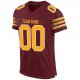 Kid's Custom Burgundy Gold-White Mesh Authentic Football Jersey