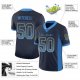 Youth Custom Navy Powder Blue-Gold Mesh Drift Fashion Football Jersey