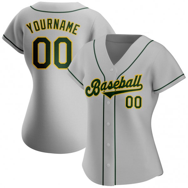 Kid's Custom Gray Green-Gold Authentic Baseball Jersey