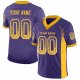 Women's Custom Purple Gold-White Mesh Drift Fashion Football Jersey