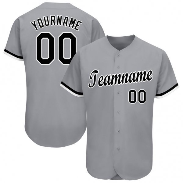 Women's Custom Gray Black-White Baseball Jersey