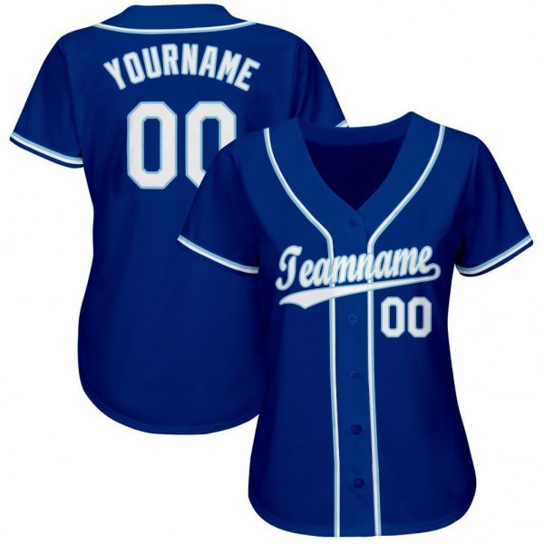 Women's Custom Royal White-Light Blue Baseball Jersey