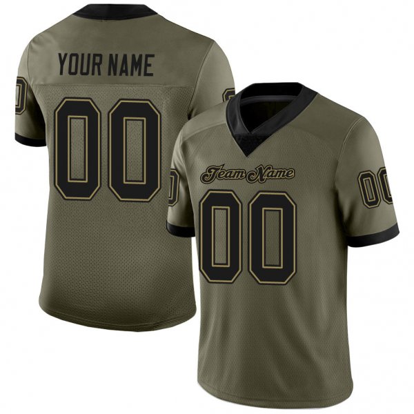 Women's Custom Olive Black-Old Gold Mesh Football Jersey