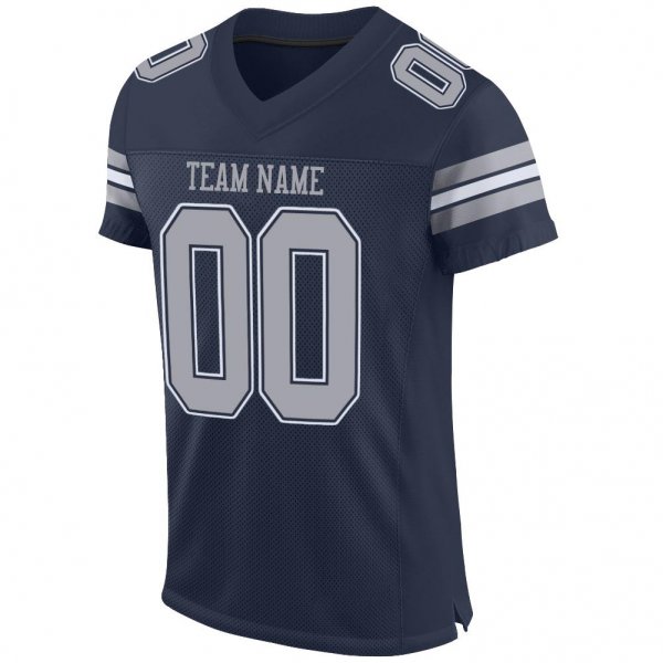 Women's Custom Navy Gray-White Mesh Authentic Football Jersey