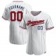 Men's Custom White Navy Pinstripe Red-Navy Authentic Baseball Jersey