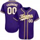 Men's Custom Purple White-Gold Authentic Baseball Jersey