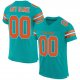 Kid's Custom Aqua Orange-White Mesh Authentic Football Jersey