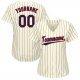 Youth Custom Cream Navy Pinstripe Navy-Red Baseball Jersey