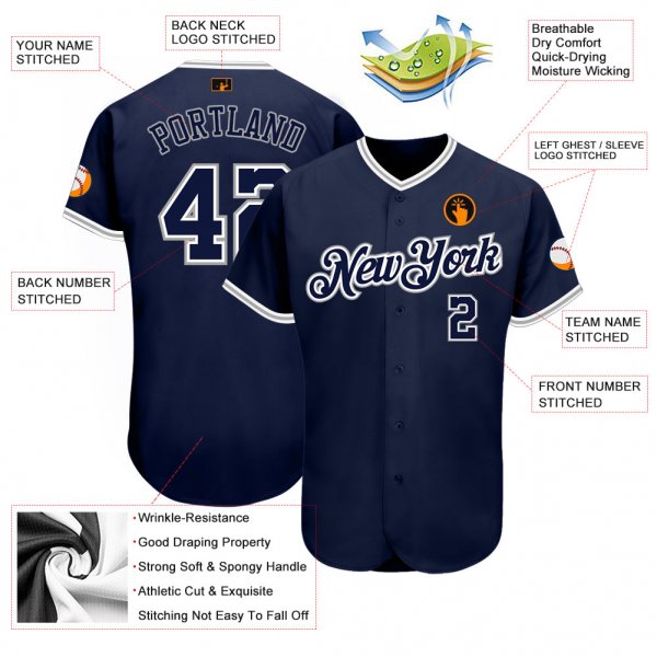 Preschool Custom Navy Navy-Gray Authentic Baseball Jersey