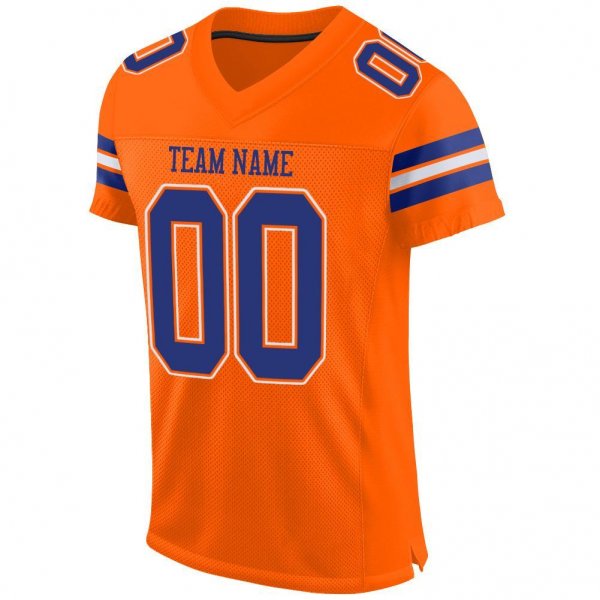 Men's Custom Orange Royal-White Mesh Authentic Football Jersey