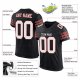 Kid's Custom Black White-Scarlet Mesh Authentic Football Jersey