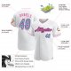 Kid's Custom White Light Blue-Pink Authentic Baseball Jersey