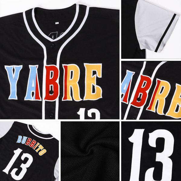 Kid's Custom Black White-Gold Authentic Baseball Jersey