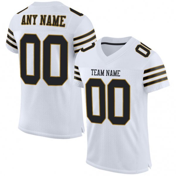 Preschool Custom White Black-Old Gold Mesh Authentic Football Jersey