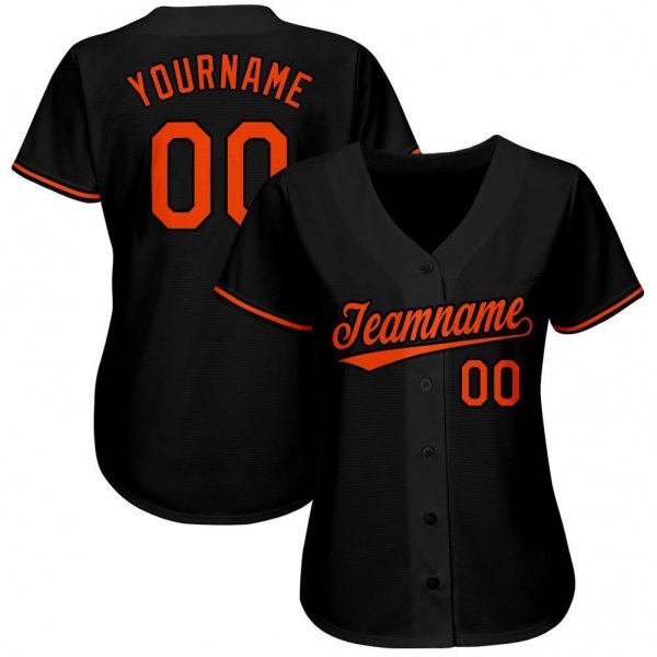 Youth Custom Black Orange Baseball Jersey