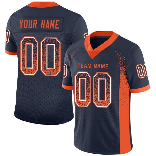 Men's Custom Navy Orange-White Mesh Drift Fashion Football Jersey