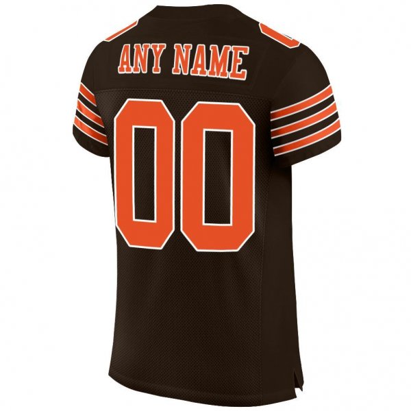 Men's Custom Brown Orange-White Mesh Authentic Football Jersey