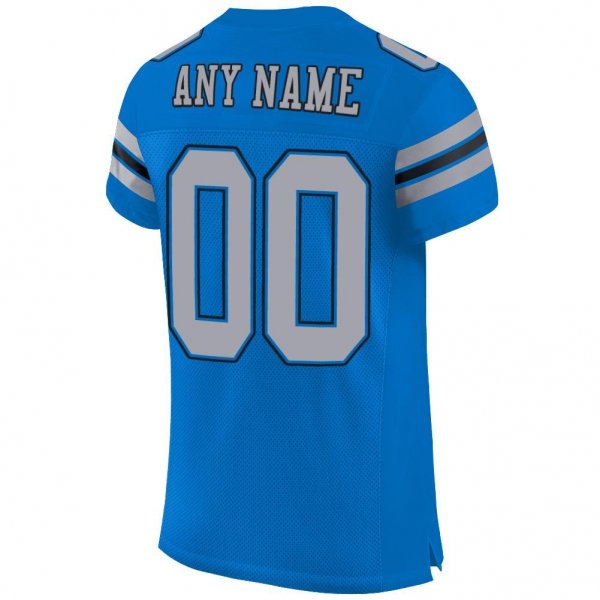 Women's Custom Panther Blue Light Gray-Black Mesh Authentic Football Jersey