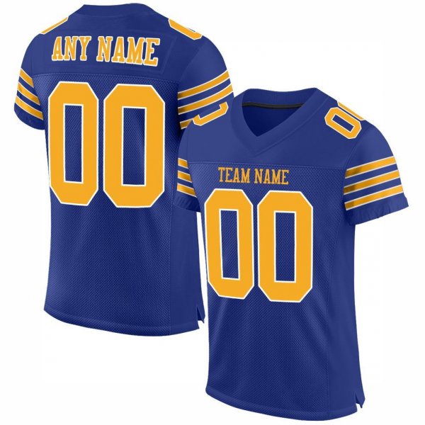 Women's Custom Royal Gold-White Mesh Authentic Football Jersey