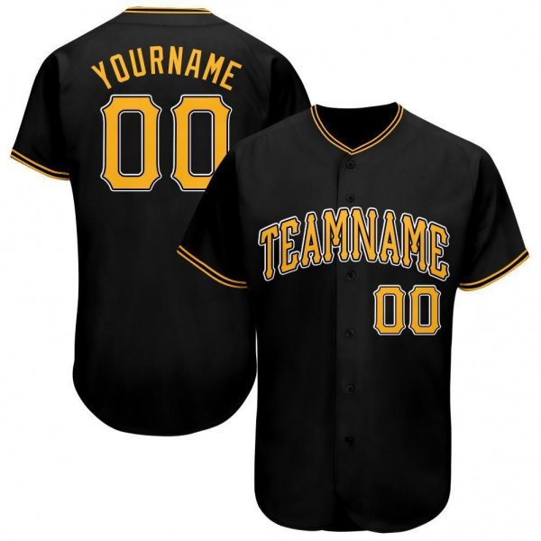 Men's Custom Black Gold-White Baseball Jersey