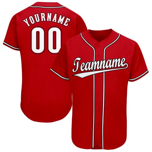 Women's Custom Red White-Black Baseball Jersey