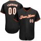 Preschool Custom Black White-Orange Authentic Baseball Jersey