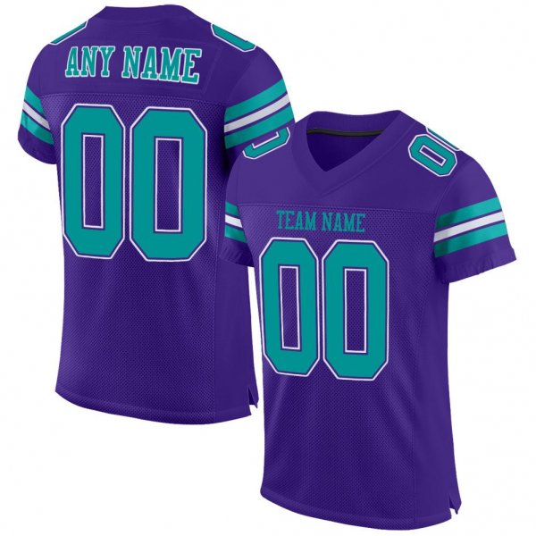 Preschool Custom Purple Aqua-White Mesh Authentic Football Jersey