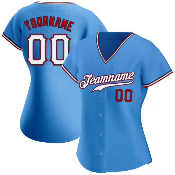 Preschool Custom Powder Blue White-Red Authentic Baseball Jersey