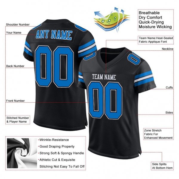 Preschool Custom Black Panther Blue-White Mesh Authentic Football Jersey