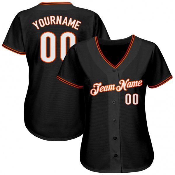 Preschool Custom Black White-Orange Authentic Baseball Jersey