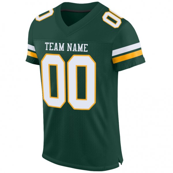 Women's Custom Green White-Gold Mesh Authentic Football Jersey