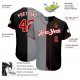 Kid's Custom Black Red-Gray Authentic Split Fashion Baseball Jersey