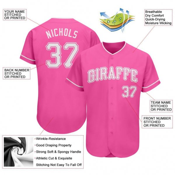 Women's Custom Pink White Authentic Baseball Jersey