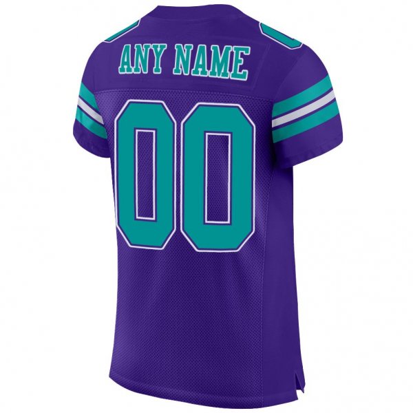 Preschool Custom Purple Aqua-White Mesh Authentic Football Jersey