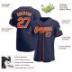 Women's Custom Navy Orange-White Authentic Baseball Jersey