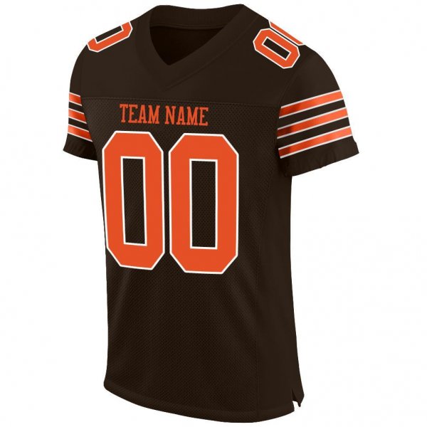 Kid's Custom Brown Orange-White Mesh Authentic Football Jersey